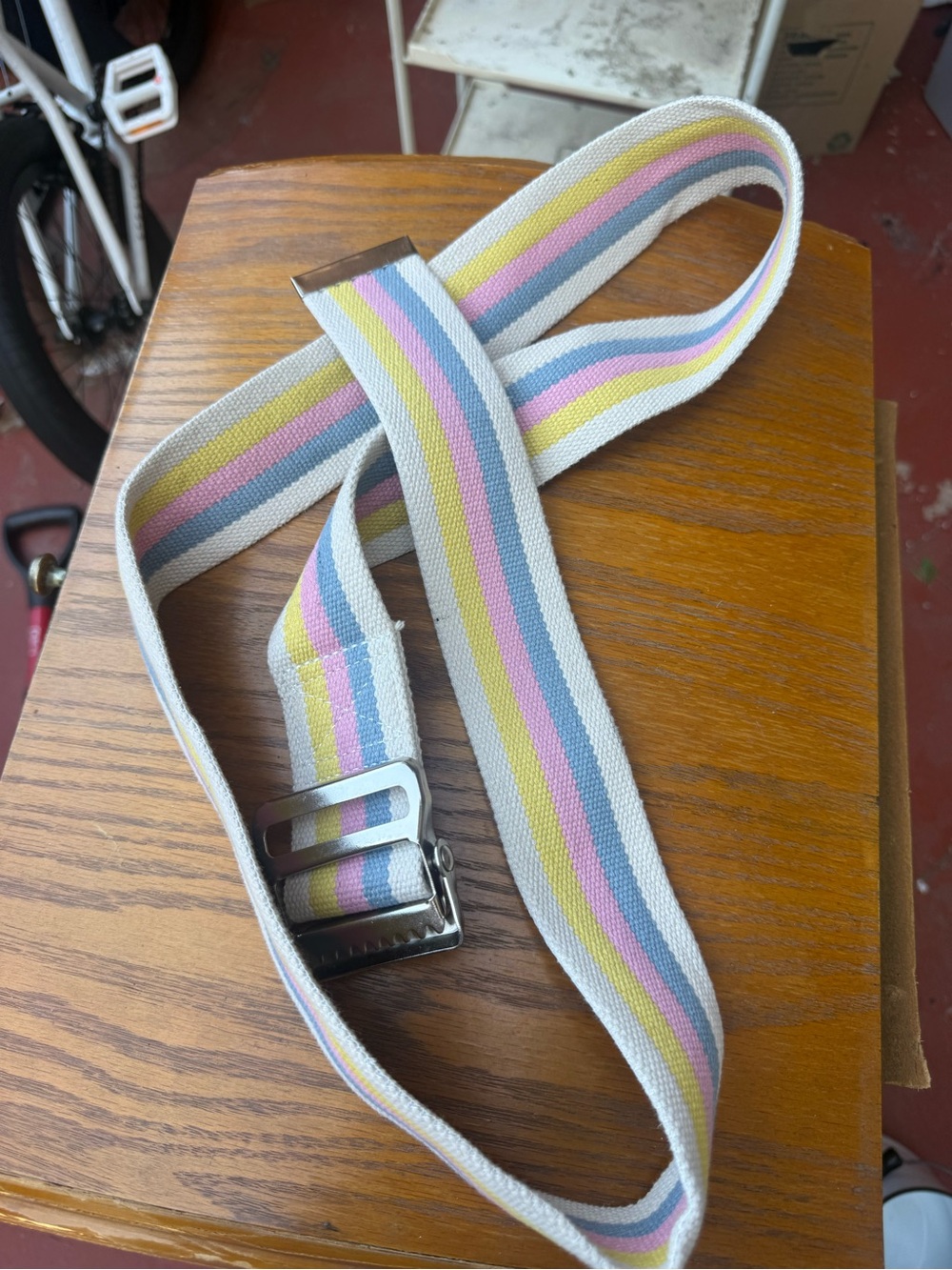 Vintage Belt 100% Cotton Metal Buckle Gait Mobility Unisex 60 inch rainbow Strip
